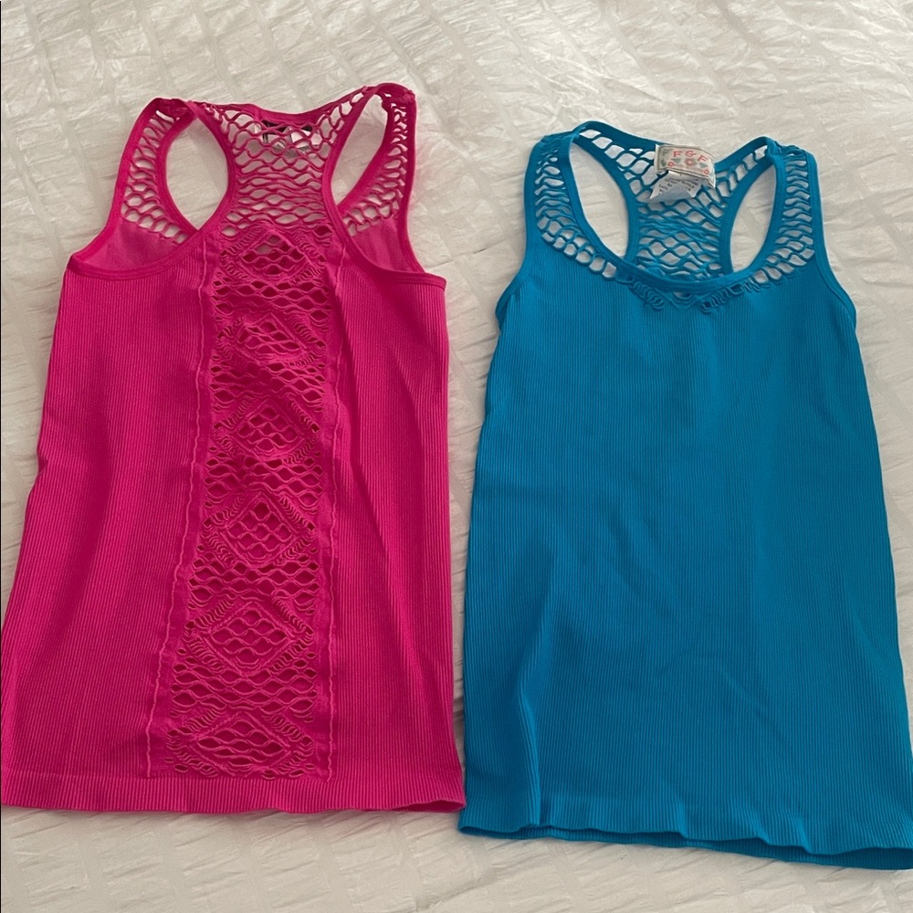 F&F Women's Pink and Blue Lace Tank Tops bundle
